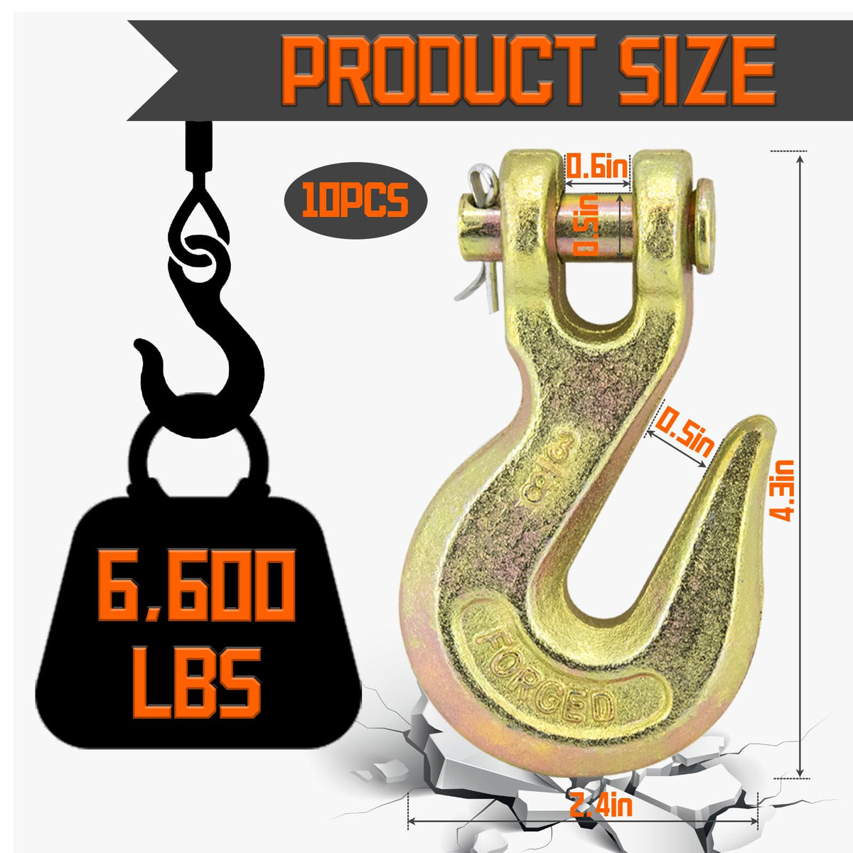 3/8" Heavy Duty Clevis Grab Hook U695