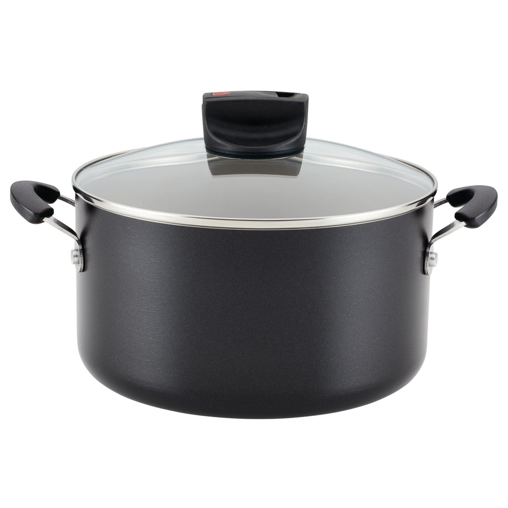 Nonstick Stock Pot with Lid, 6 Quart, Black W818