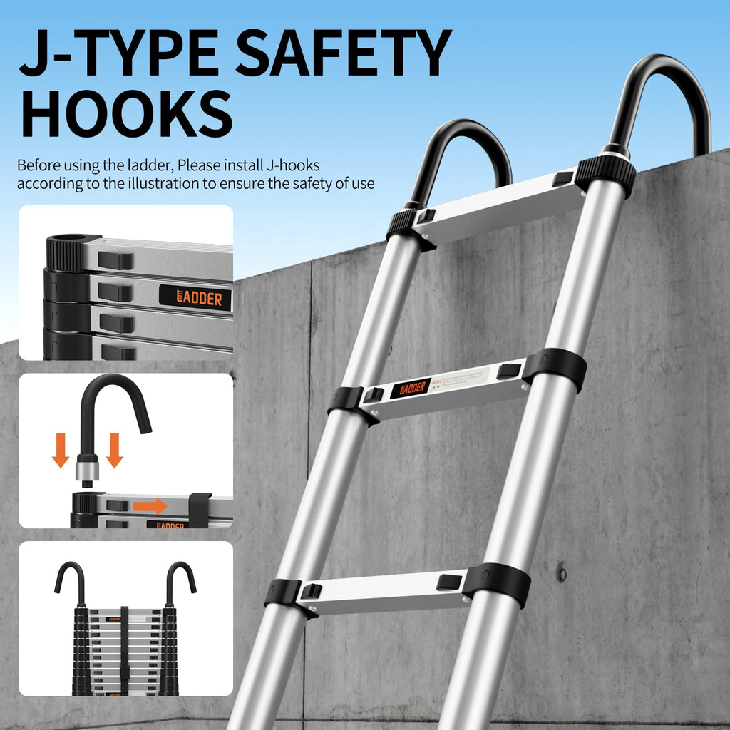 19.5FT Aluminum Telescoping Ladder 330lbs E19925