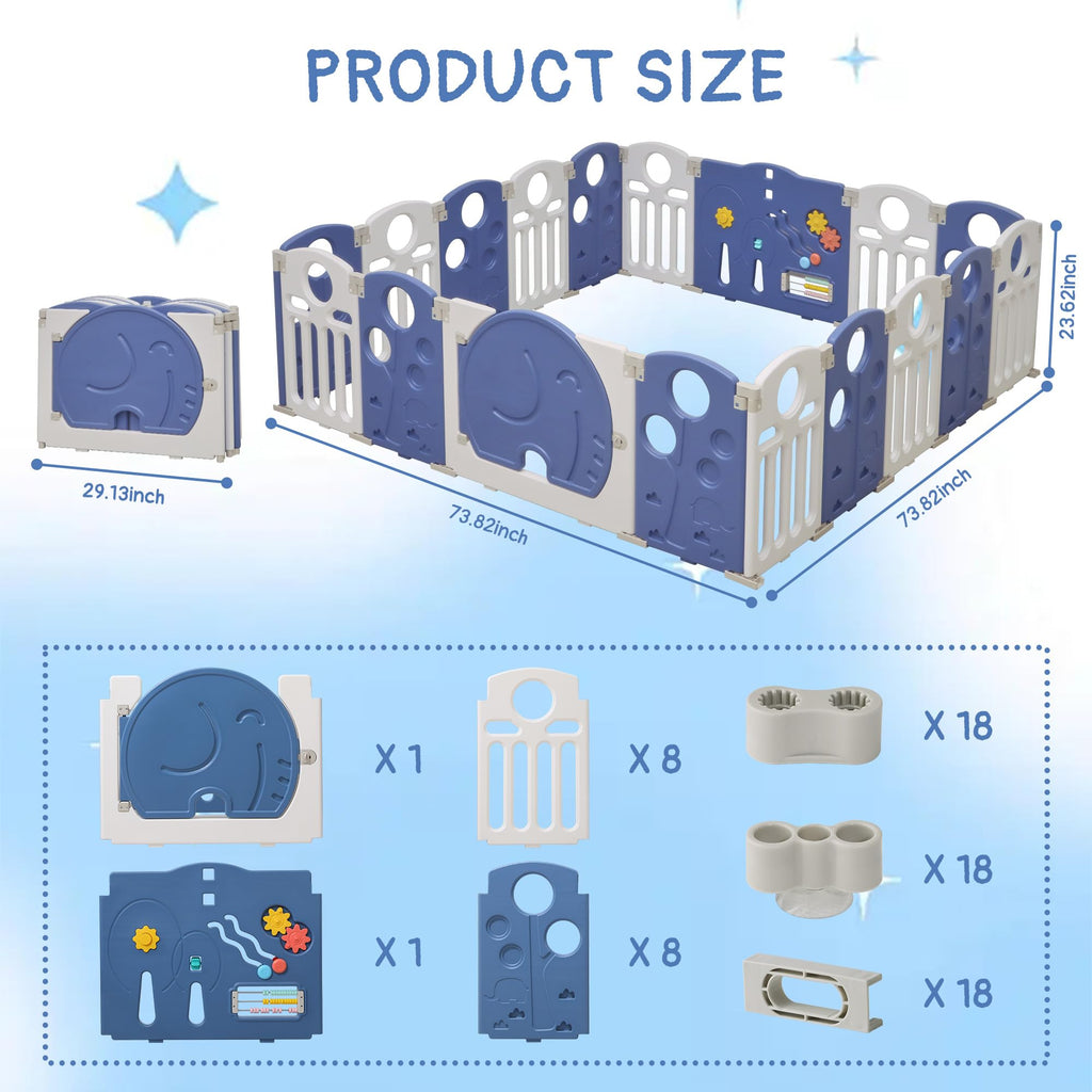 18-Panel Foldable Baby Playpen H475