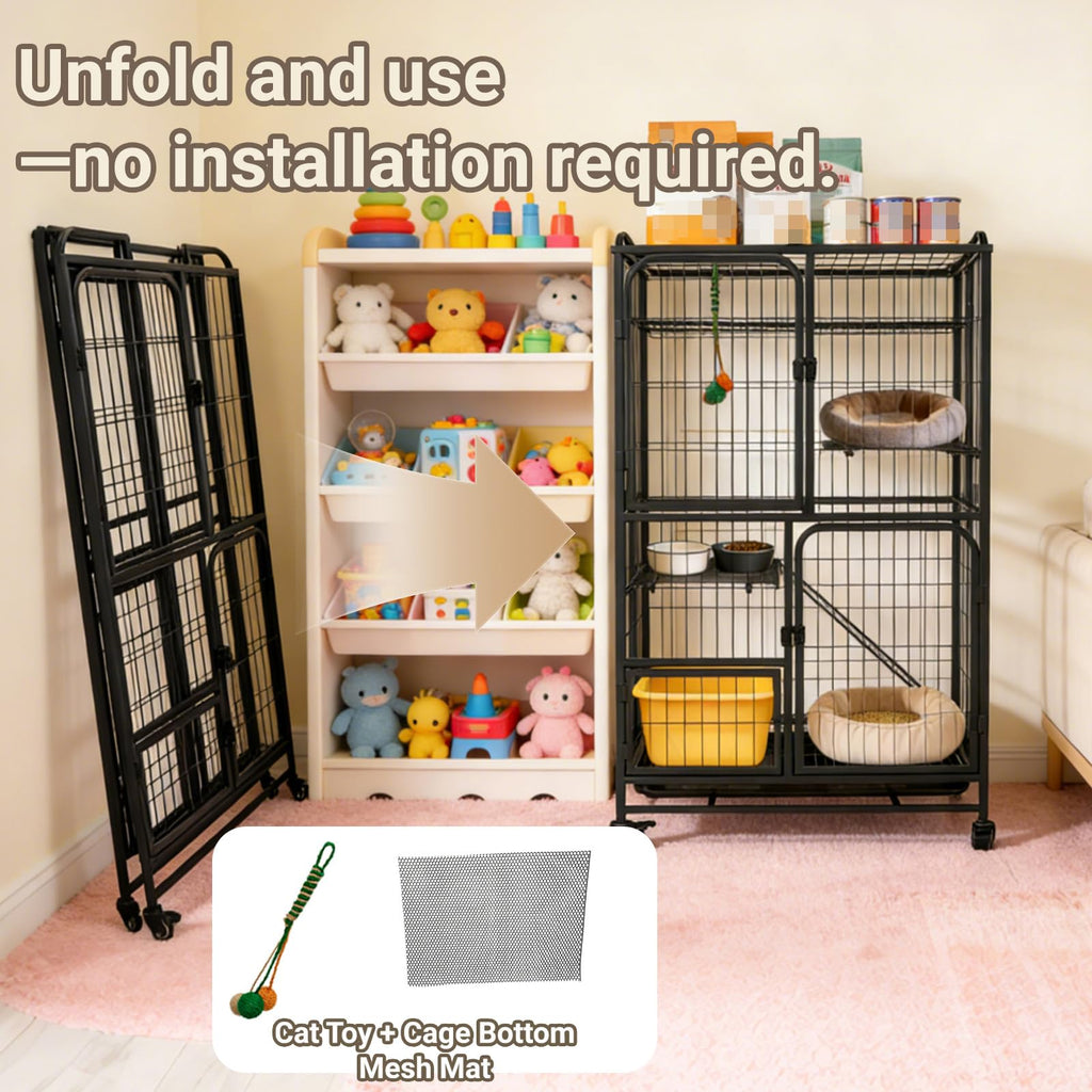 Collapsible Metal Wire Cat Cage V508