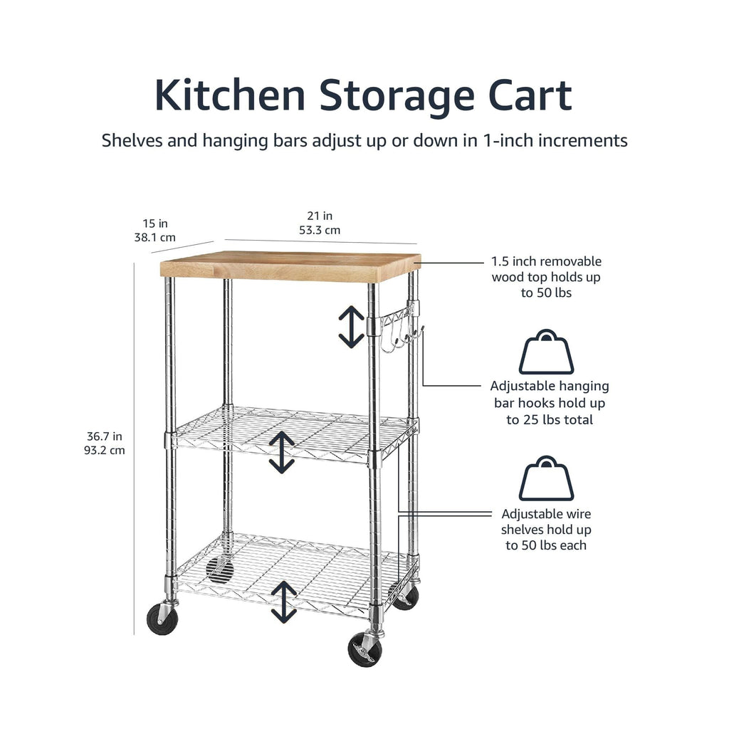 3-Tier Kitchen Storage Rack with Caster Wheels N983827