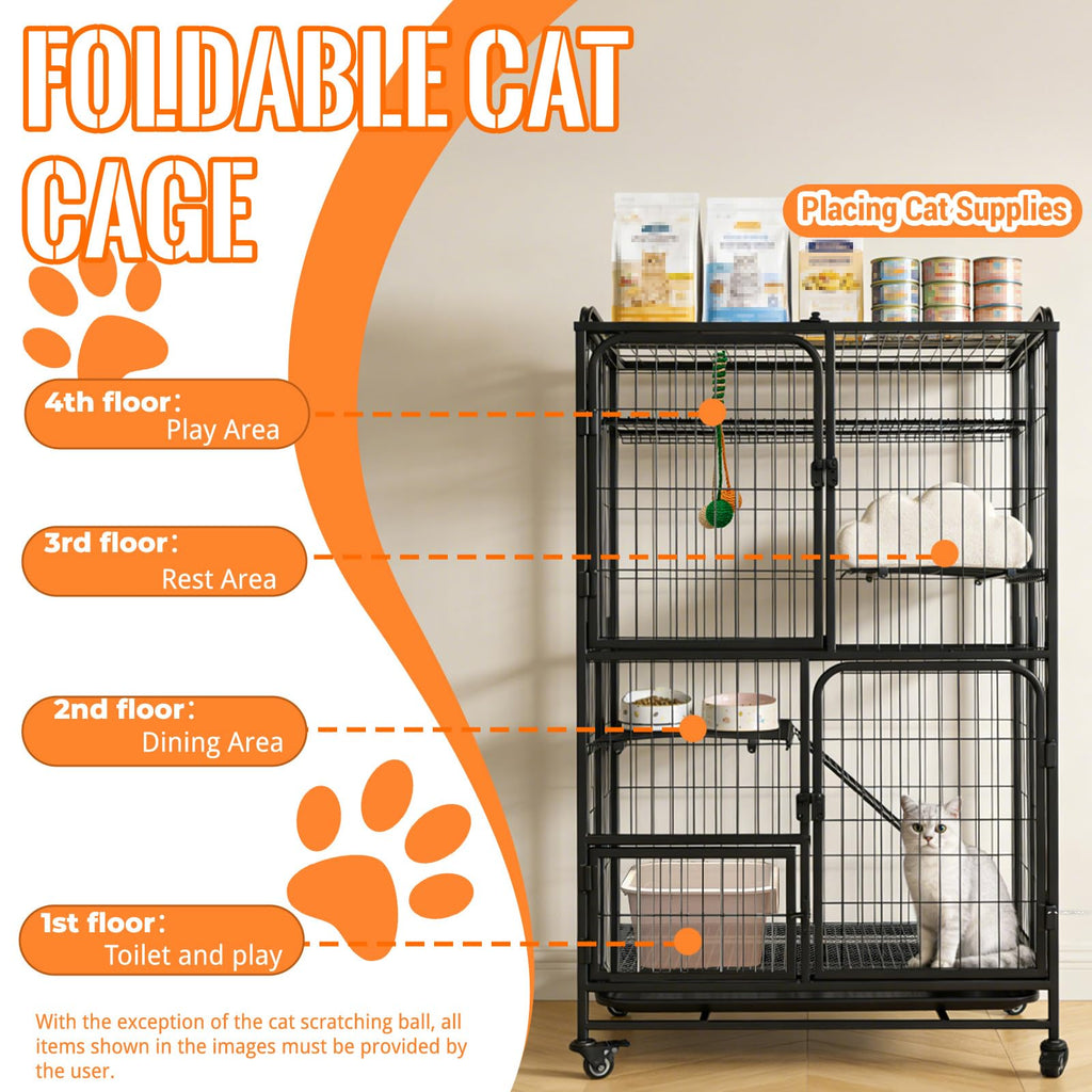 Collapsible Metal Wire Cat Cage V508