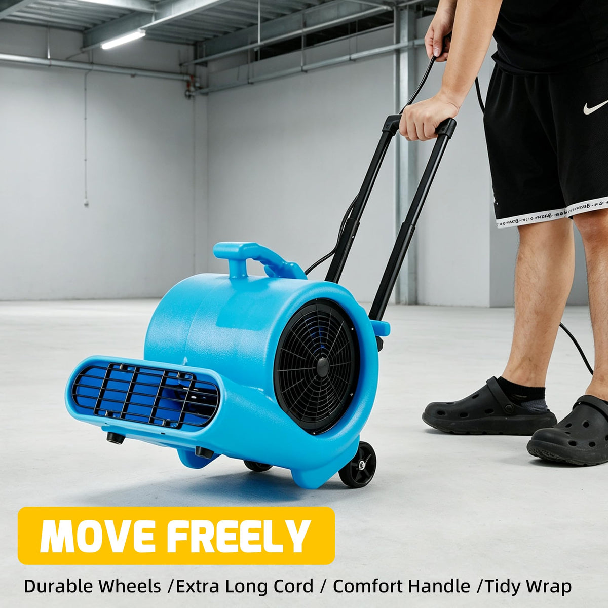 1 HP 4000 CFM 3-Speed Air Mover with Wheels K6557