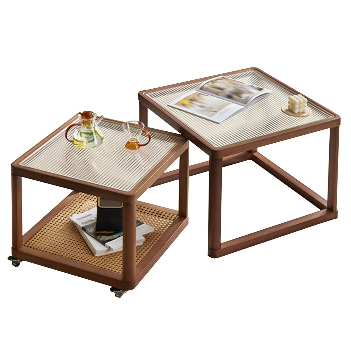 Square Glass Coffee Table Set of 2 B26729