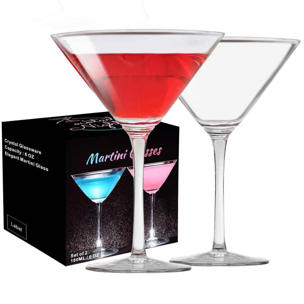Martini Glasses Set of 2 Hand-Blown Transparent M359391