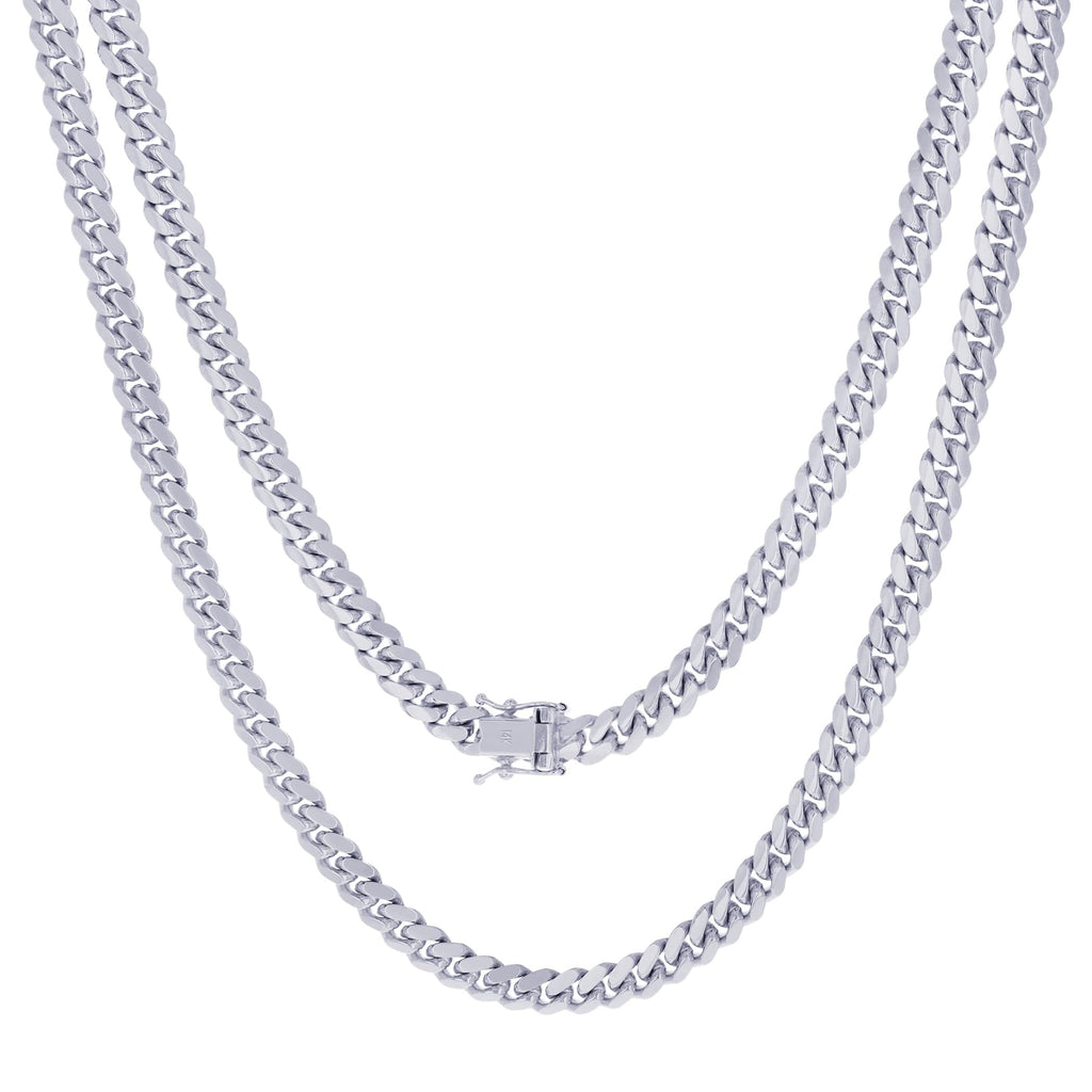 14K White Gold Cuban Link Chain Necklace N236129