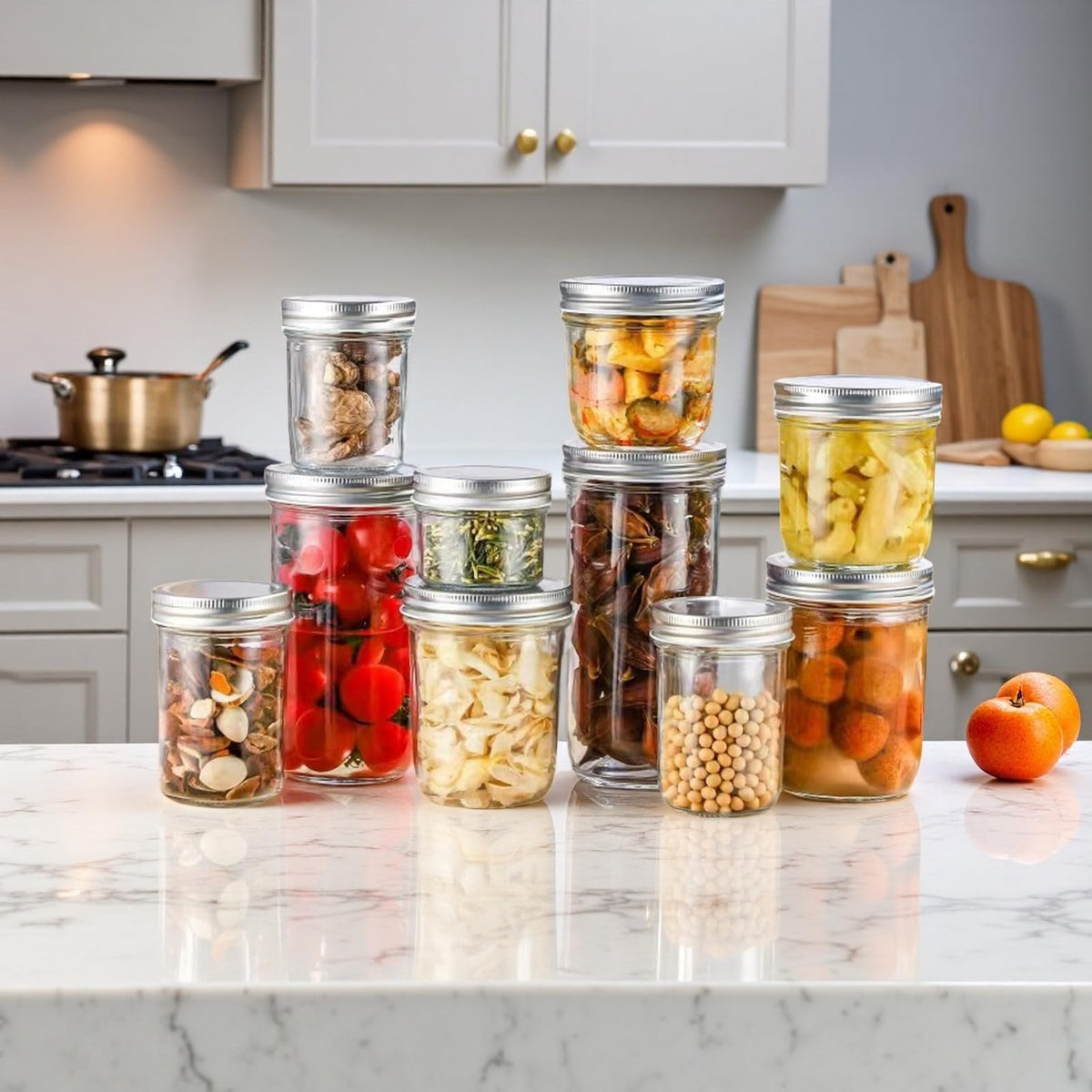 12 Pc 16 oz Wide Mouth Glass Mason Jars with Lids G167454