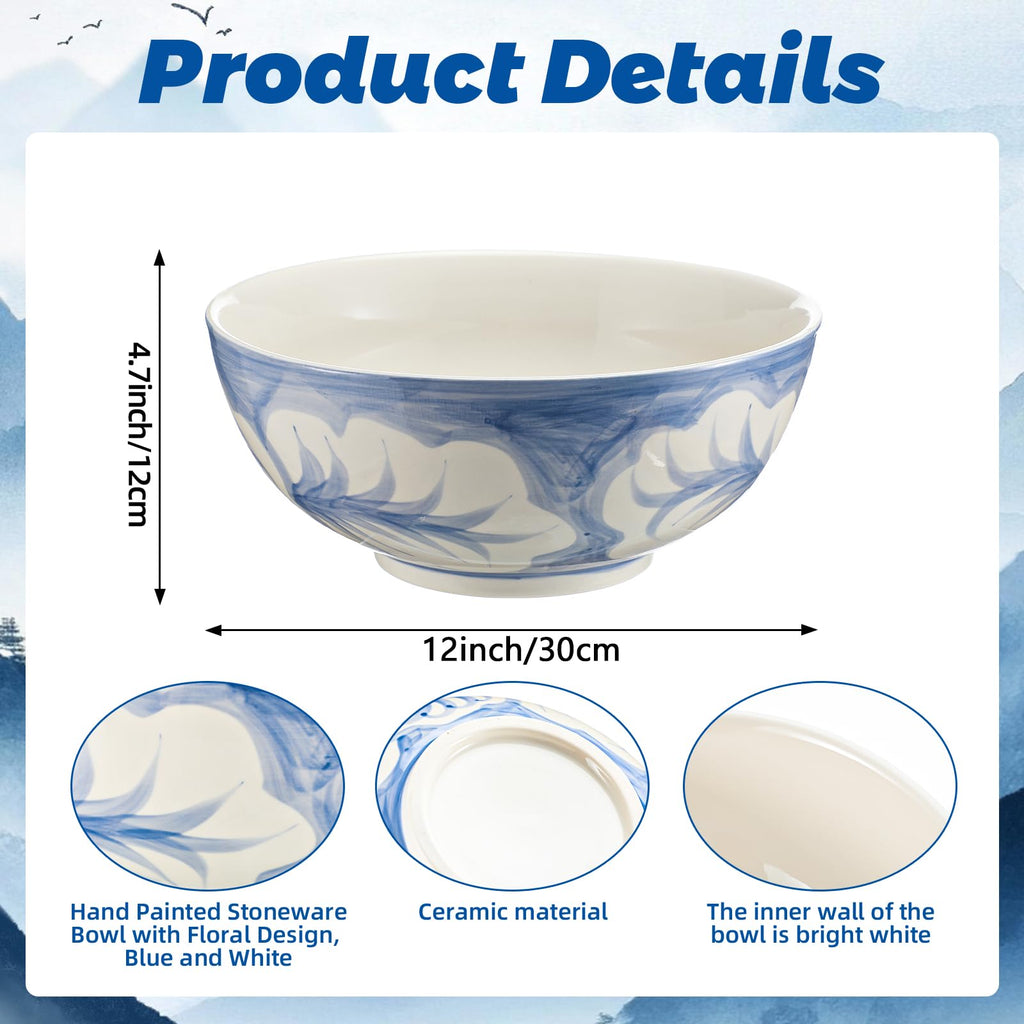 Blue and White Chinoiserie Pasta Bowl P3100
