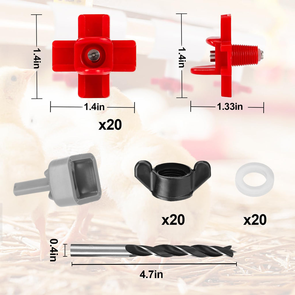 20 Pack Chicken Waterer Nipples with Drill Bits P570554