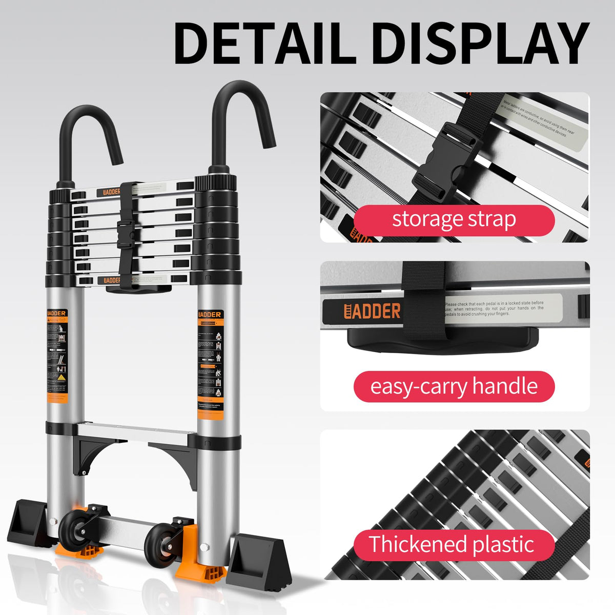 19.5FT Aluminum Telescoping Ladder 330lbs E19925
