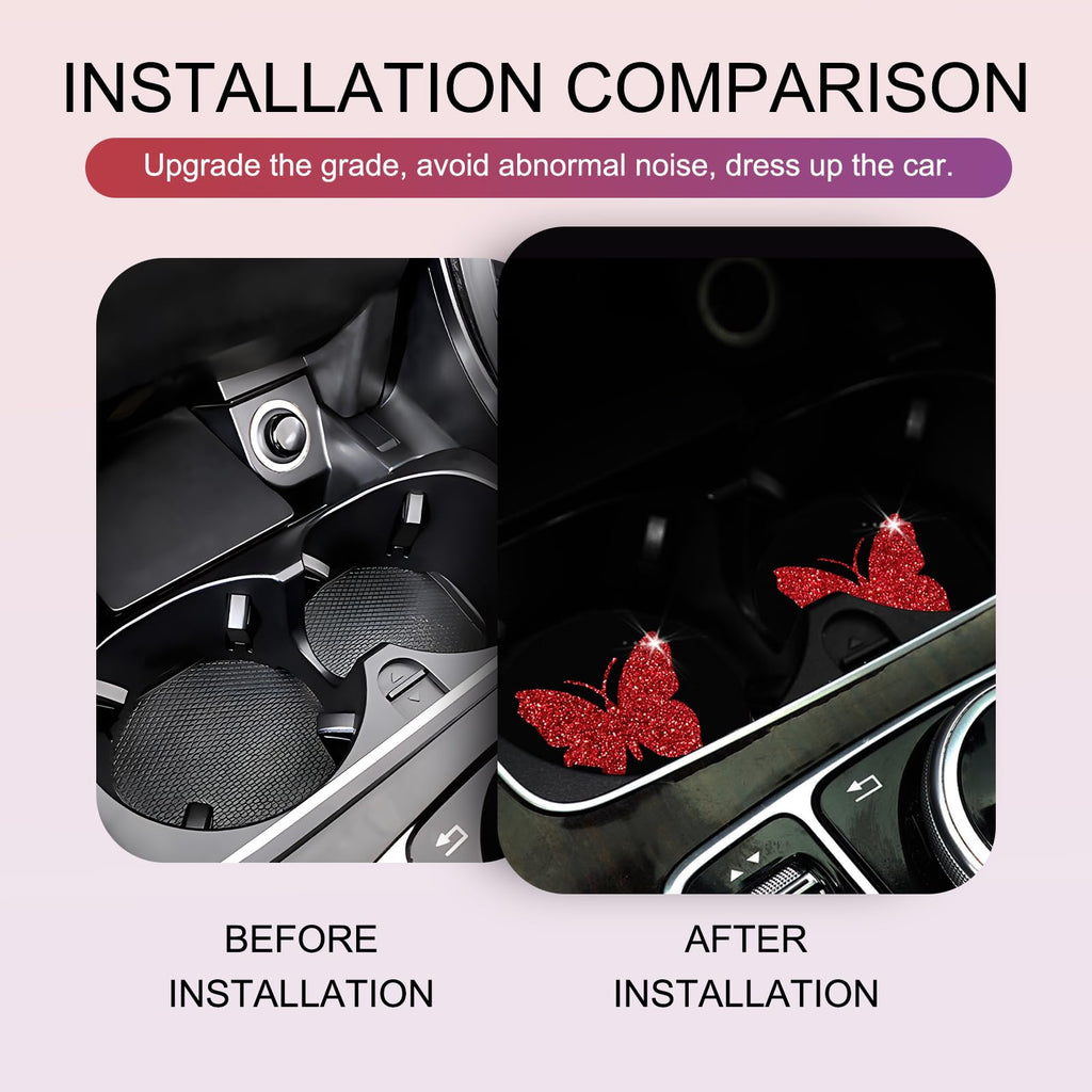 2 PCS Bling Rhinestone Non-Slip Car Coaster O713539