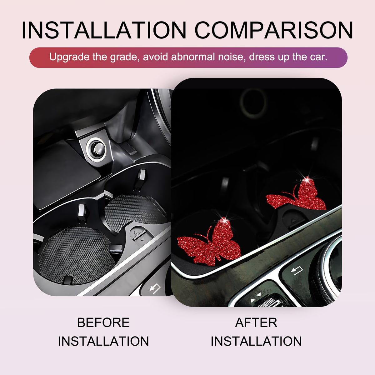 2 PCS Bling Rhinestone Non-Slip Car Coaster O713539