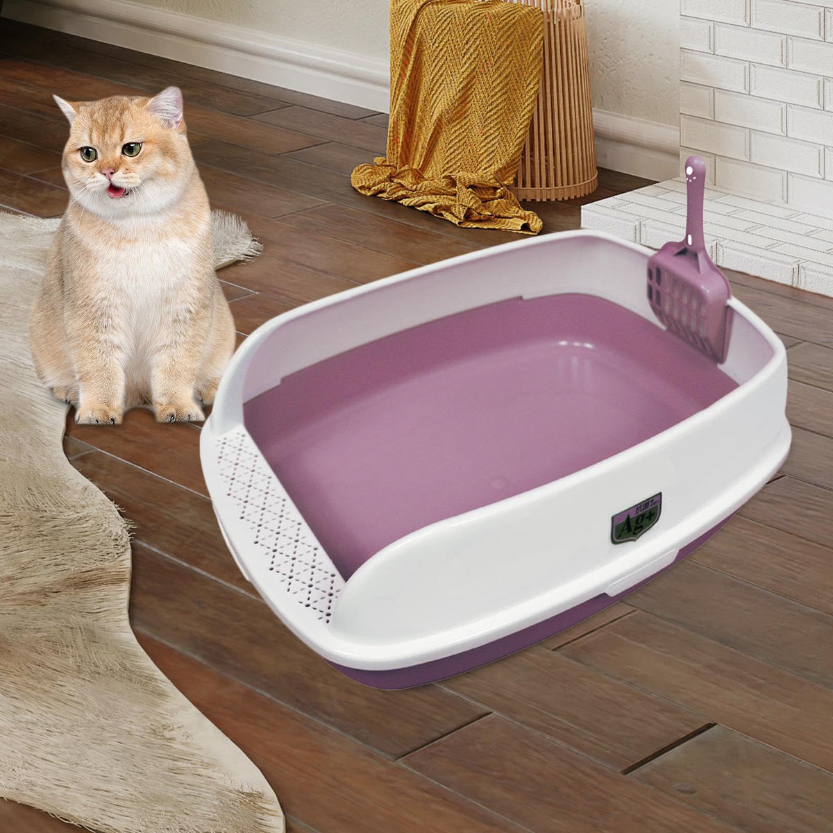 Pink Semi Enclosed Cat Litter Box B987