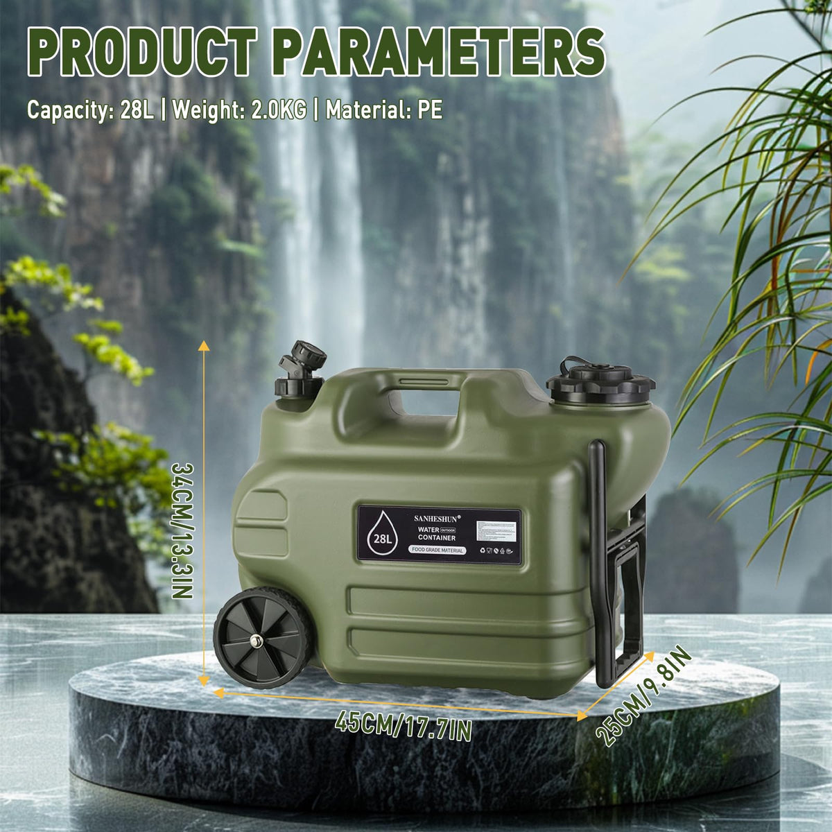 7.4 Gallon Water Jug with Wheels & Handle P5019