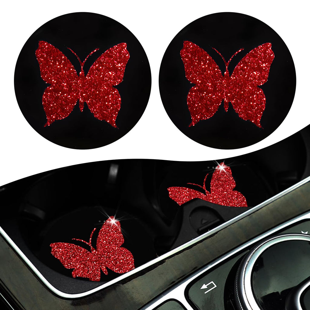 2 PCS Bling Rhinestone Non-Slip Car Coaster O713539