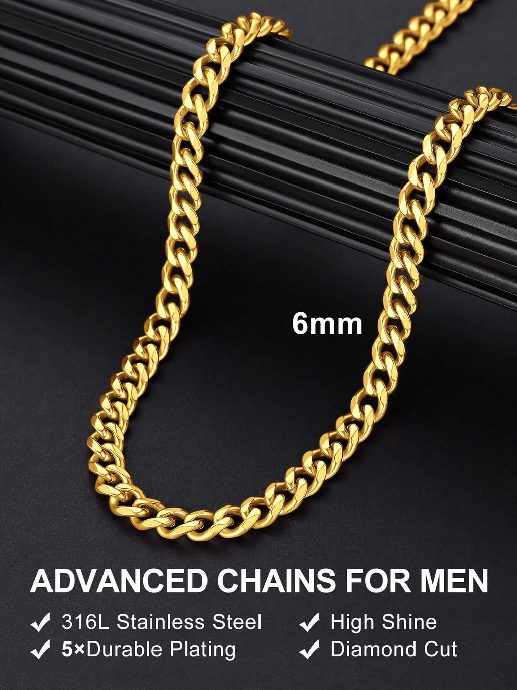 Black Stainless Steel Cuban Link Chain Necklace X21433