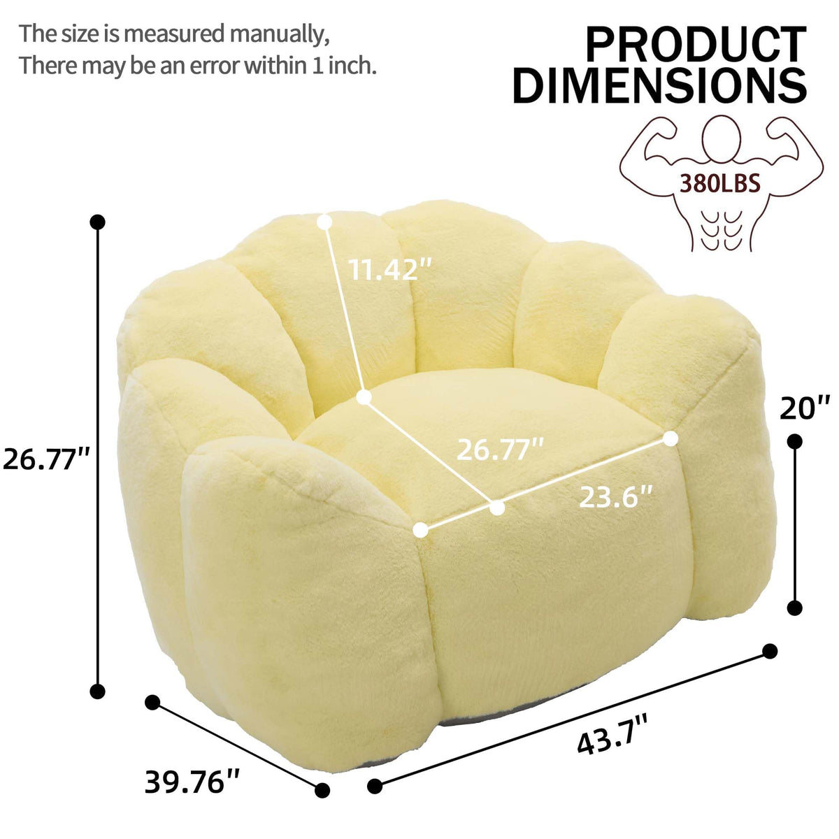Oversized Memory Foam Bean Bag Chair with Backrest T79583