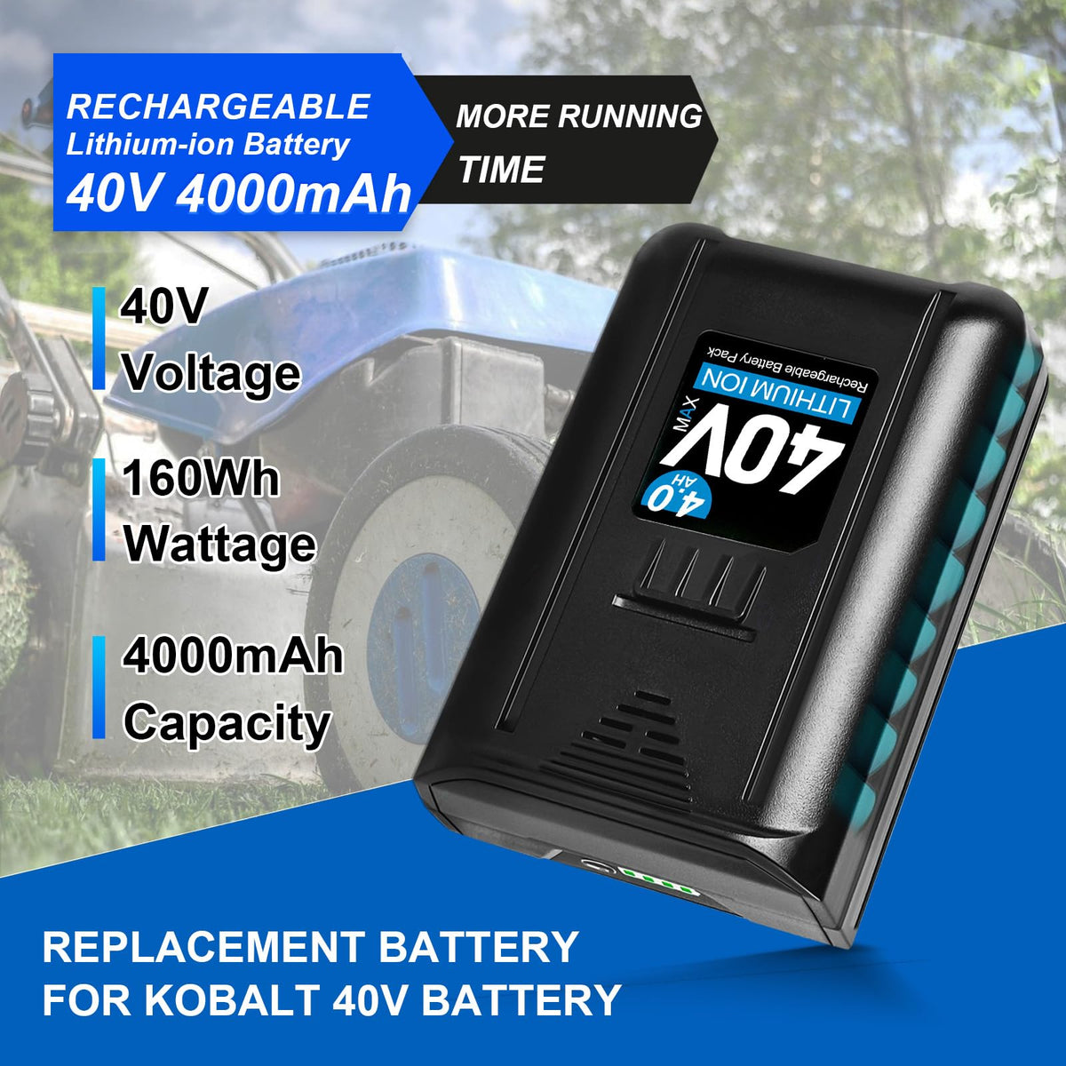 40V 4.0Ah Rechargeable Lithium Ion Replacement Battery D112