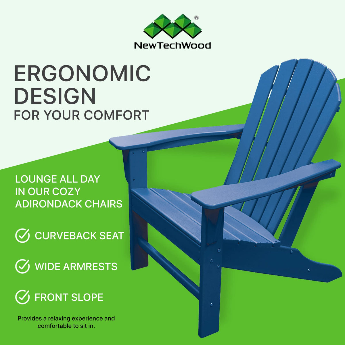 Plastic Weather Resistant Patio Adirondack Chair L836