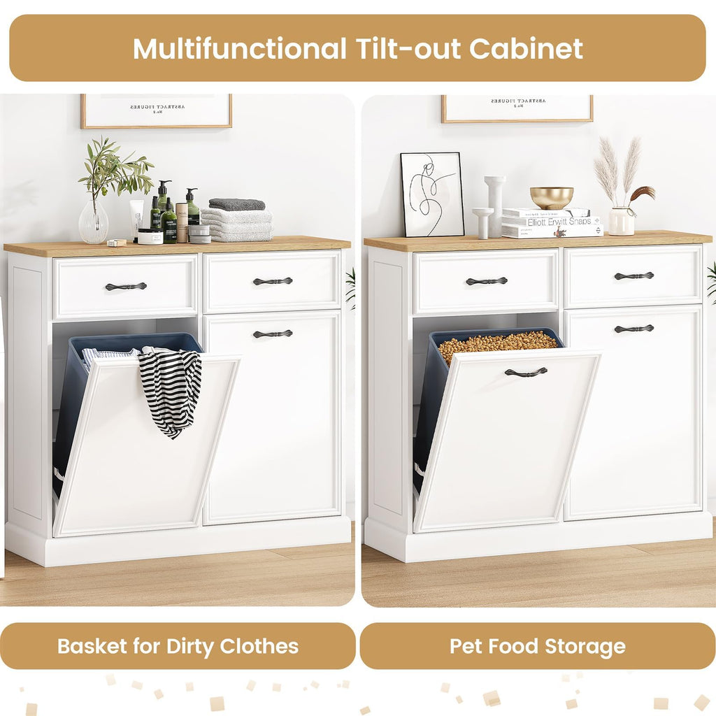 White 20 Gallon Tilt-Out Trash Cabinet U89495
