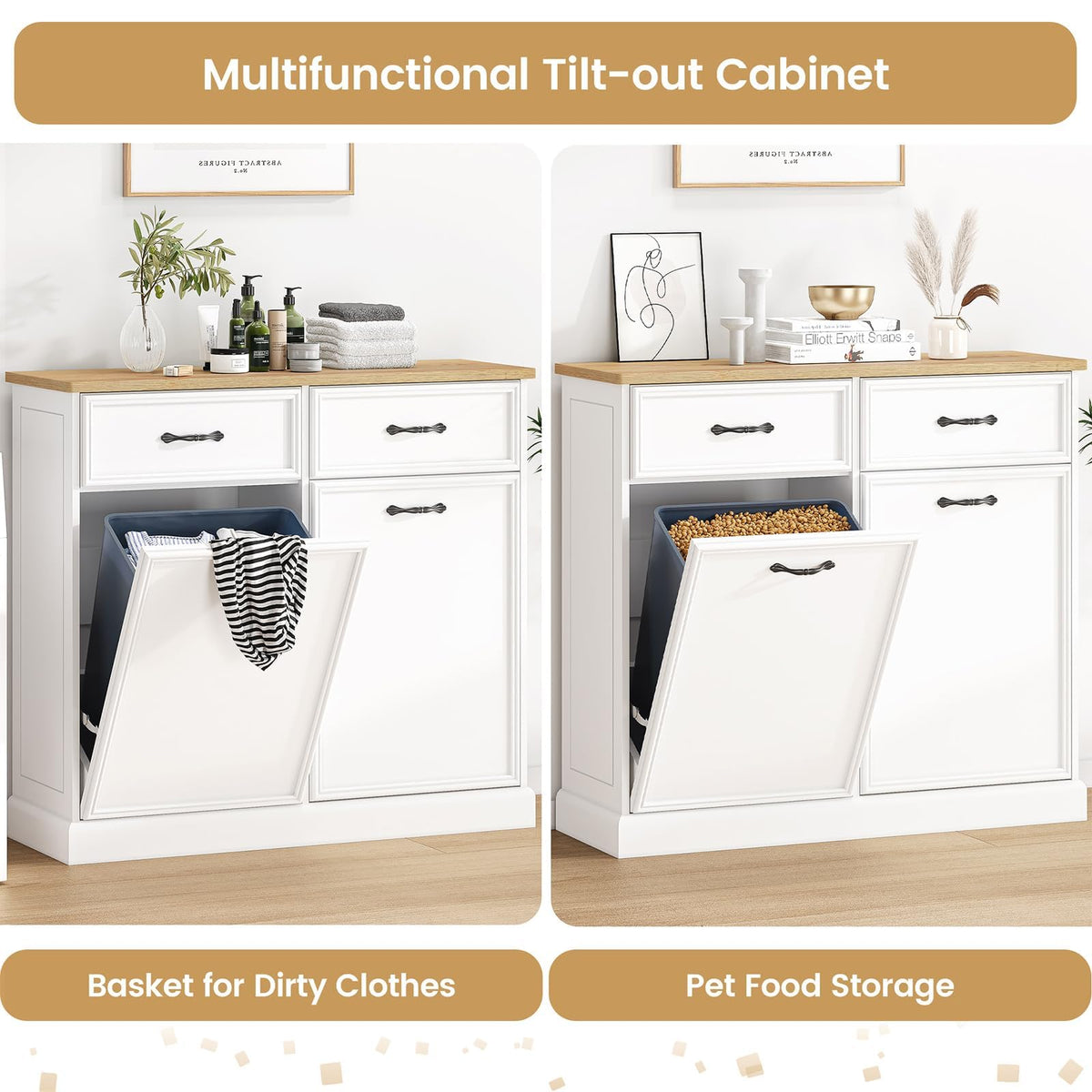 White 20 Gallon Tilt-Out Trash Cabinet U89495