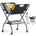 Folding Canvas Art Print Storage Rack with Caster Wheels D2794