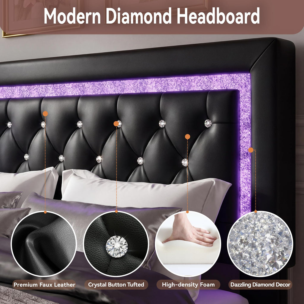 Floating Bed Frame Full with LED Lights P755