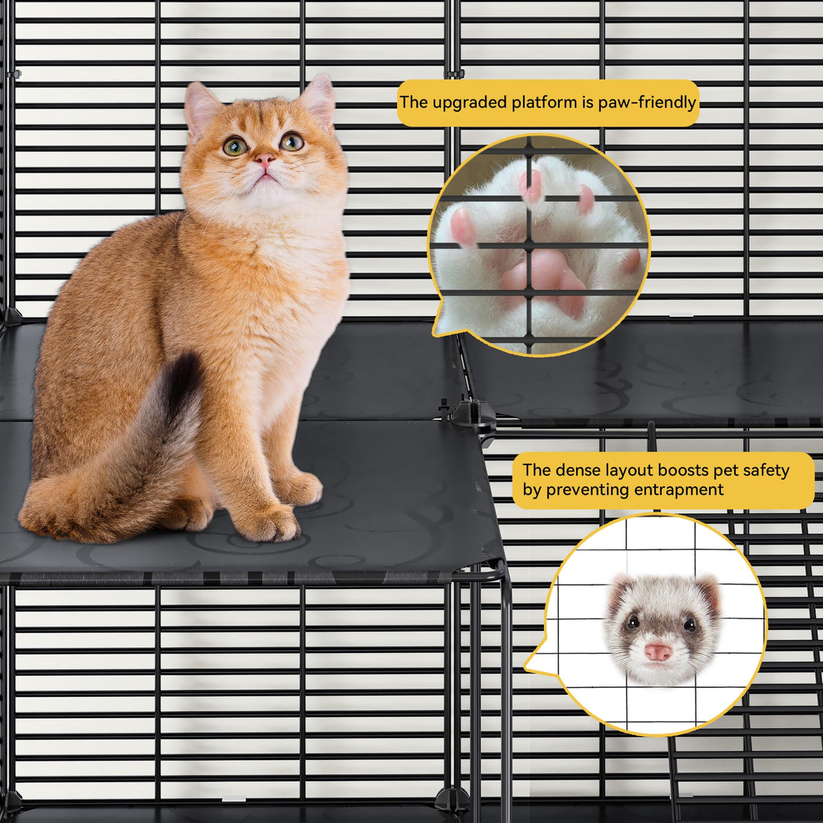 3-Tier Cat Cage Indoor Enclosure with Hammock V155