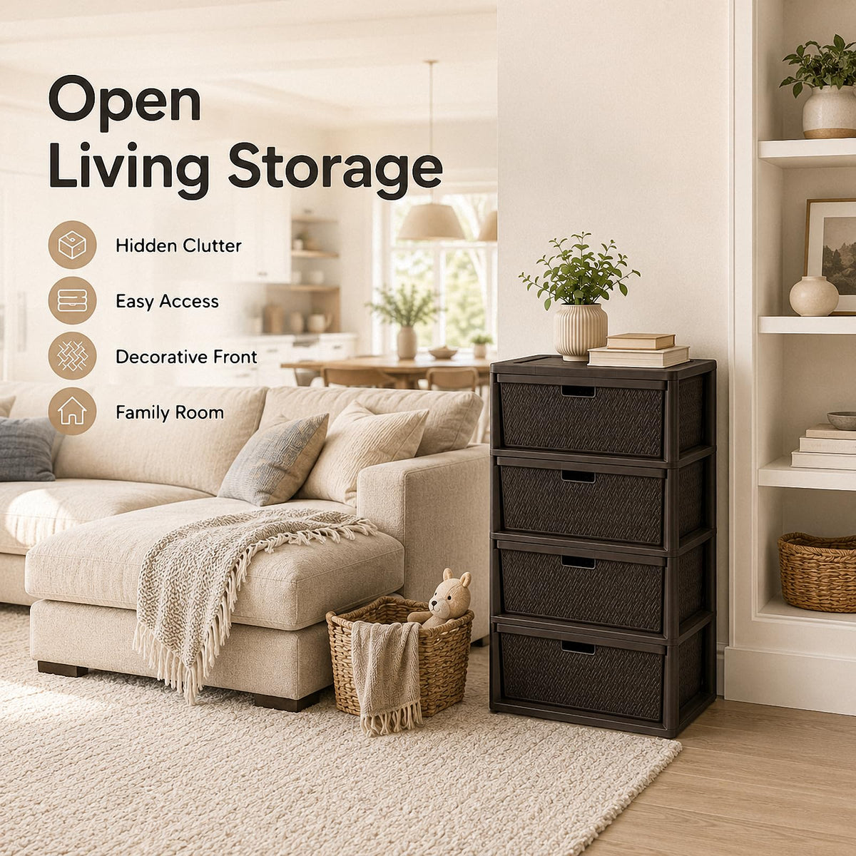 4 Drawer Plastic Storage Tower W53963
