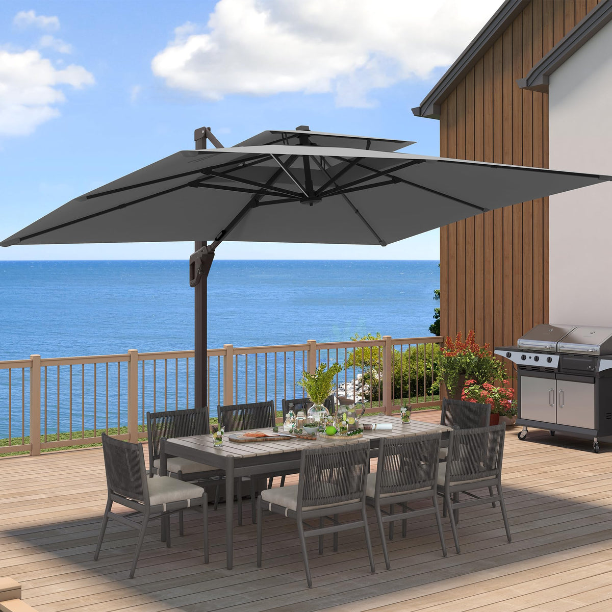 Cantilever Outdoor Patio Umbrella with Base A28087