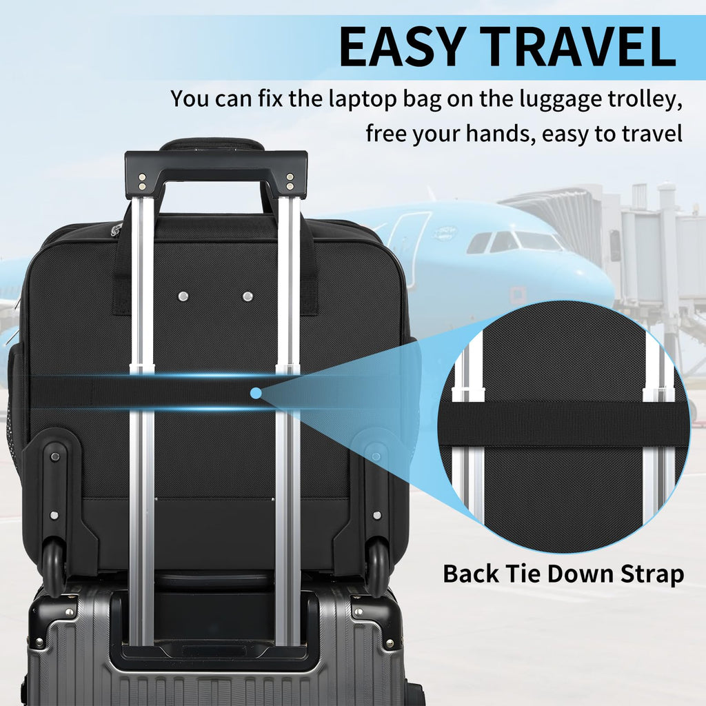 Water-Resistant 17.3" Rolling Laptop Bag with RFID Pocket J8313