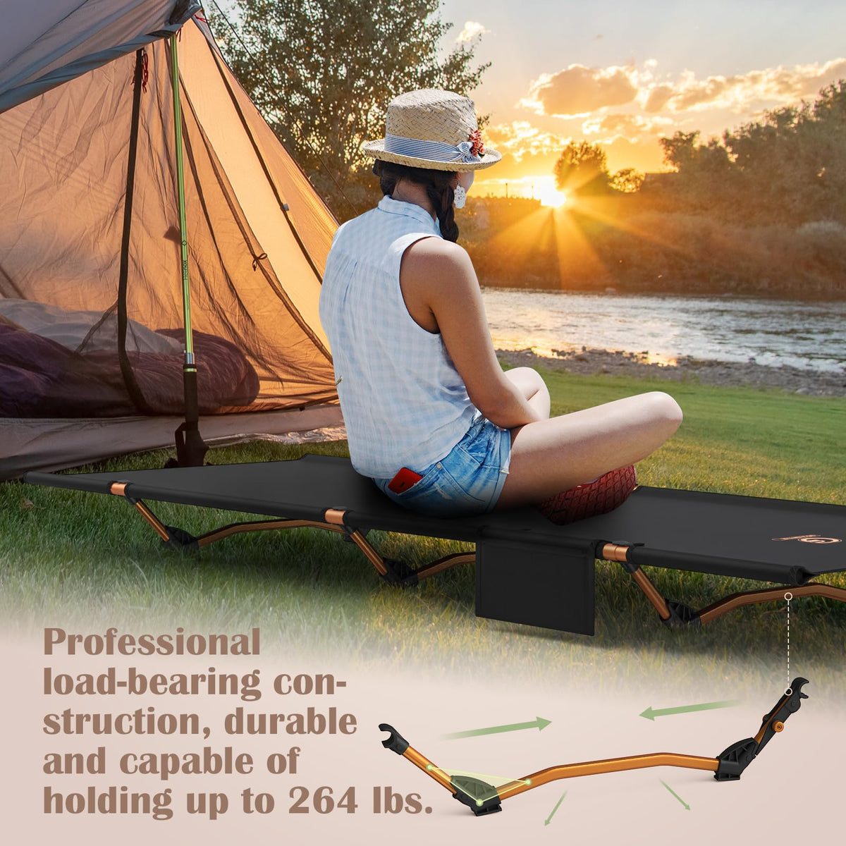 Foldable Camping Cot with Storage Bag H843
