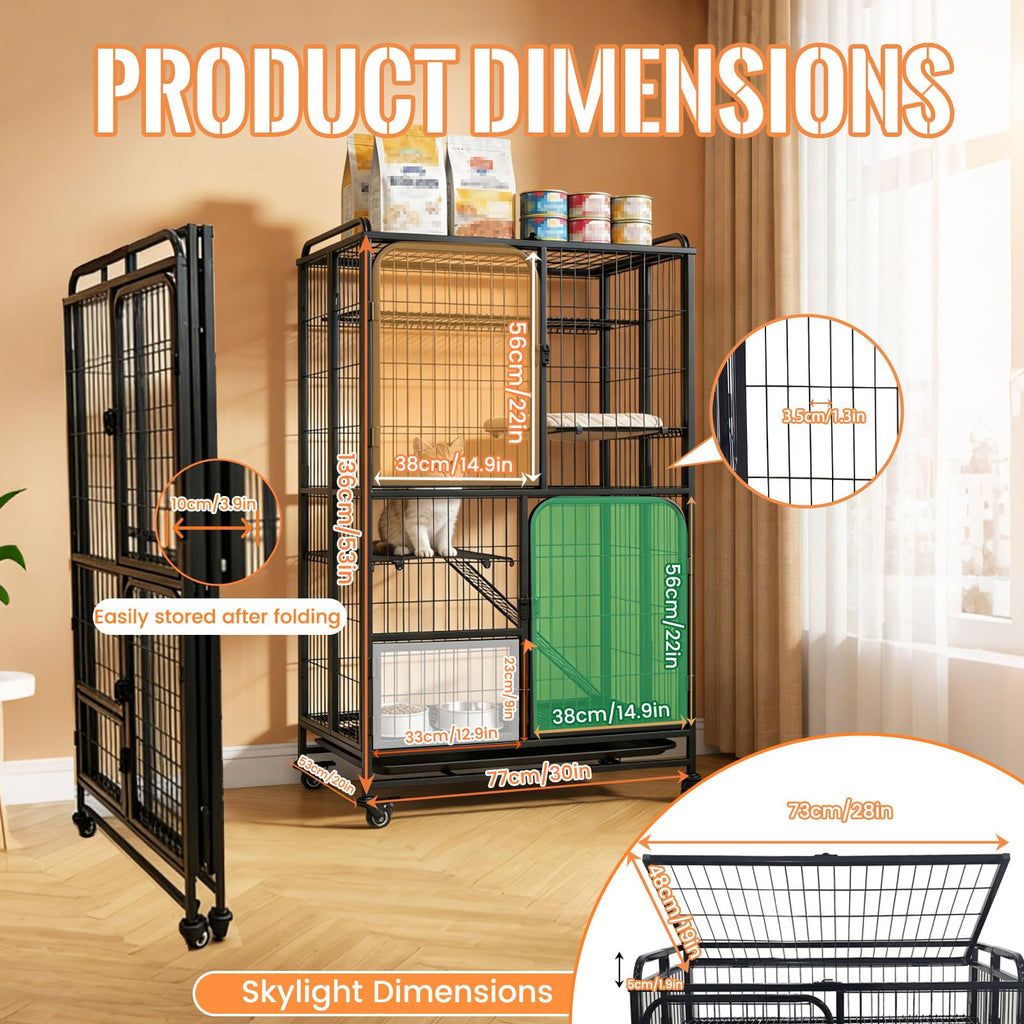 Collapsible Metal Wire Cat Cage V508
