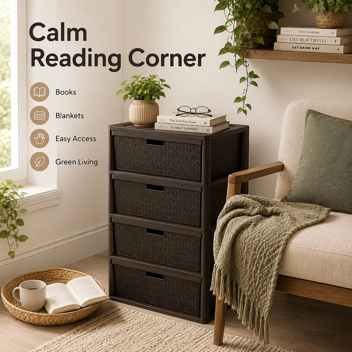 4 Drawer Plastic Storage Tower W53963