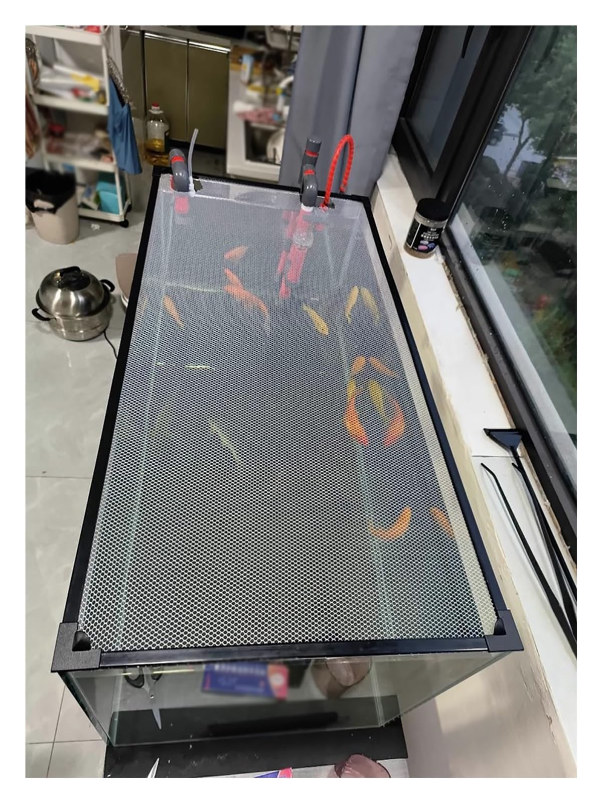 Fish Tank Top Cover Anti-Jumping Net with Magnetic Edges O1387
