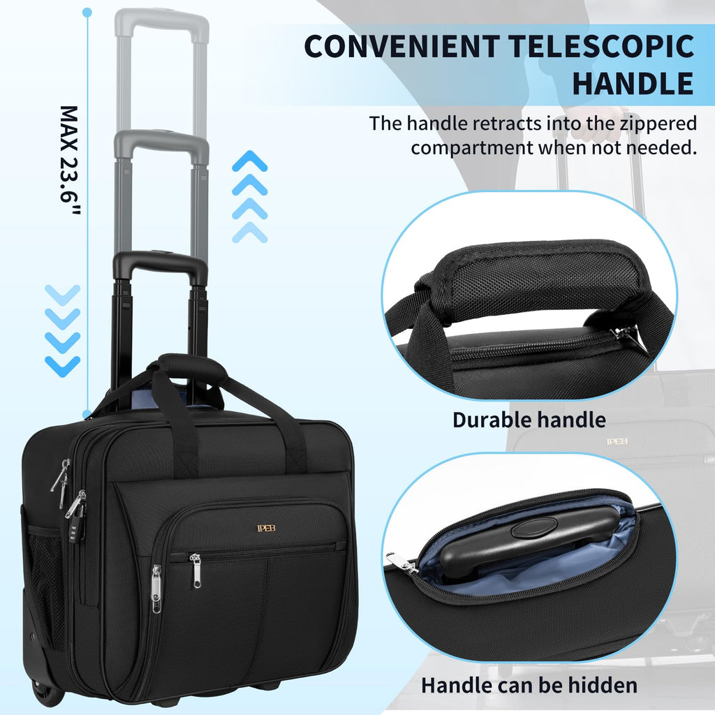 Water-Resistant 17.3" Rolling Laptop Bag with RFID Pocket J8313