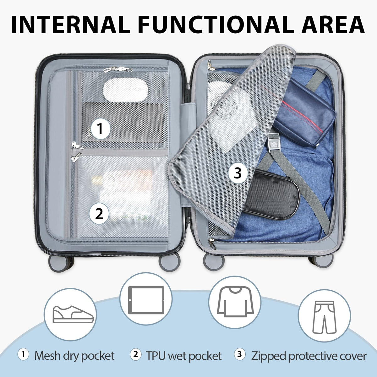 Black 20-Inch Carry On Luggage with Spinner Wheels V904082