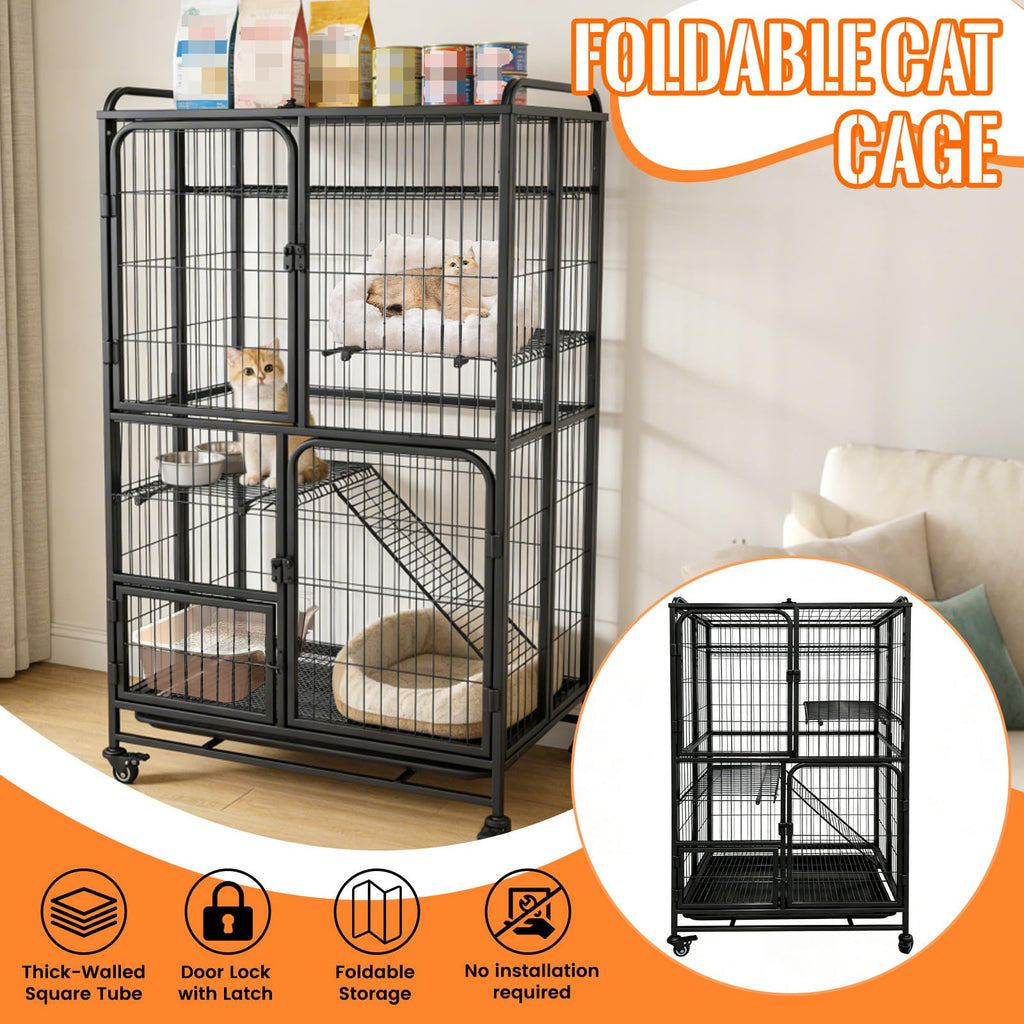 Collapsible Metal Wire Cat Cage V508