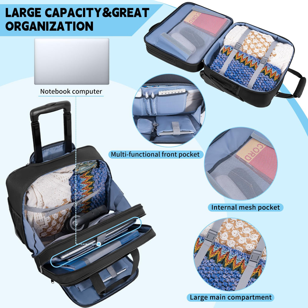 Water-Resistant 17.3" Rolling Laptop Bag with RFID Pocket J8313
