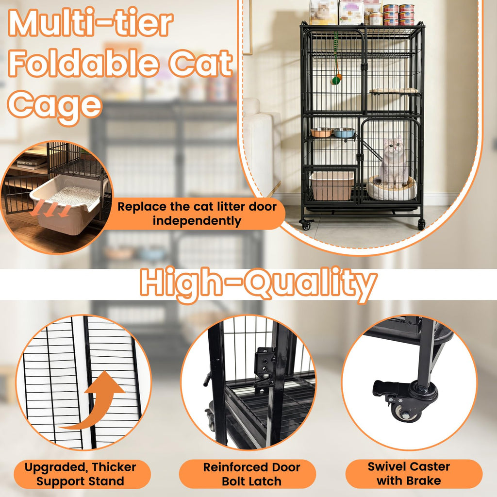 Collapsible Metal Wire Cat Cage V508