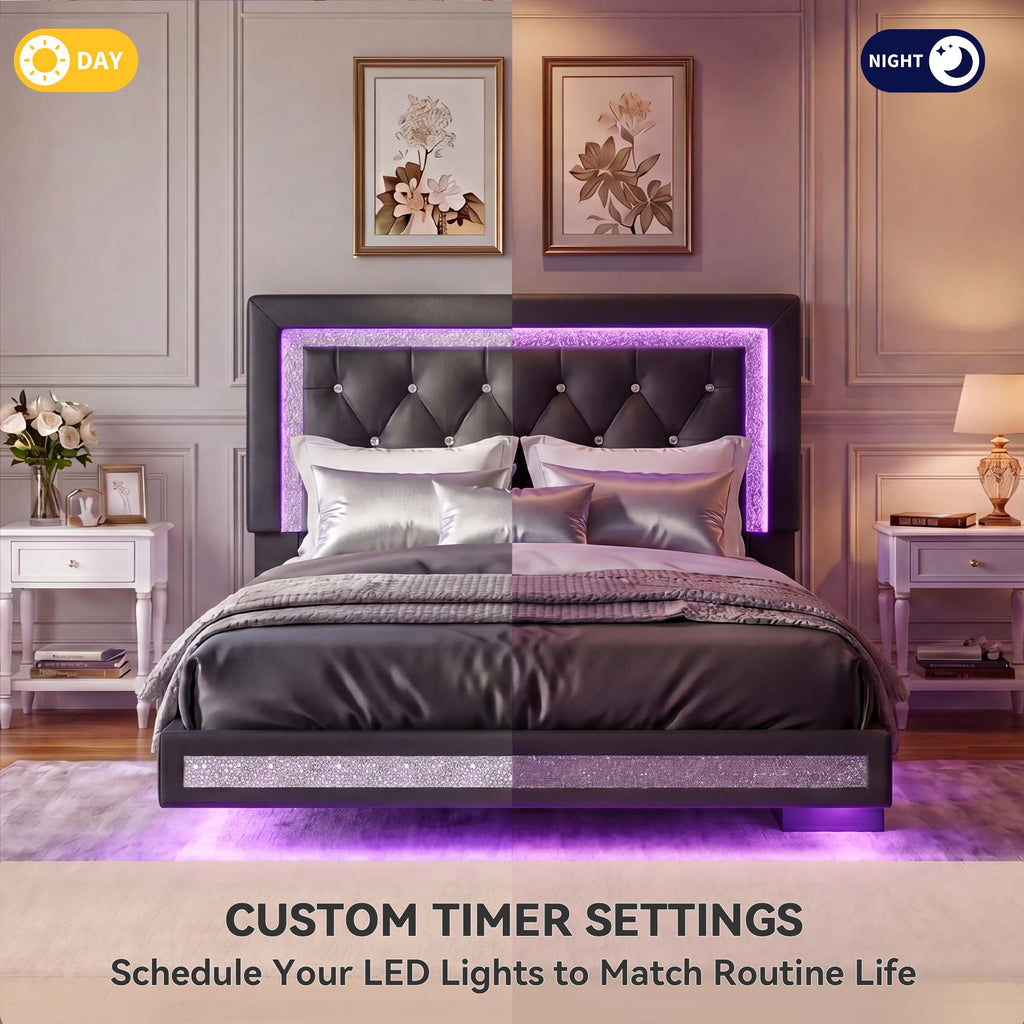 Floating Bed Frame Full with LED Lights P755