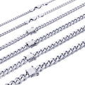 14K White Gold Cuban Link Chain Necklace N236129