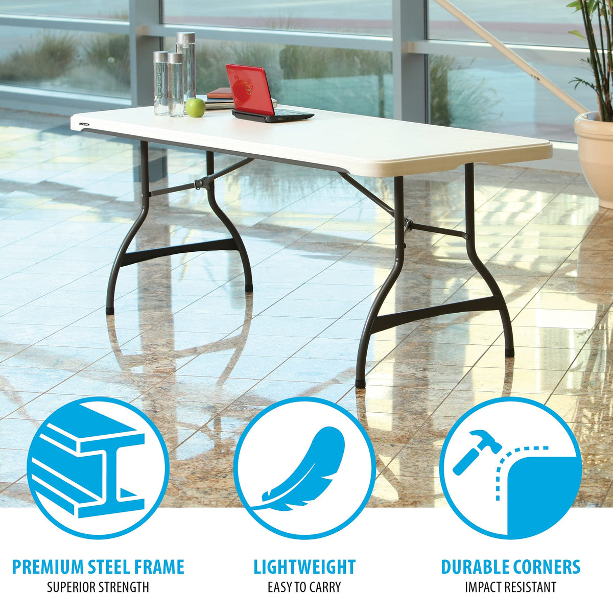 White Stackable Folding Table E1196