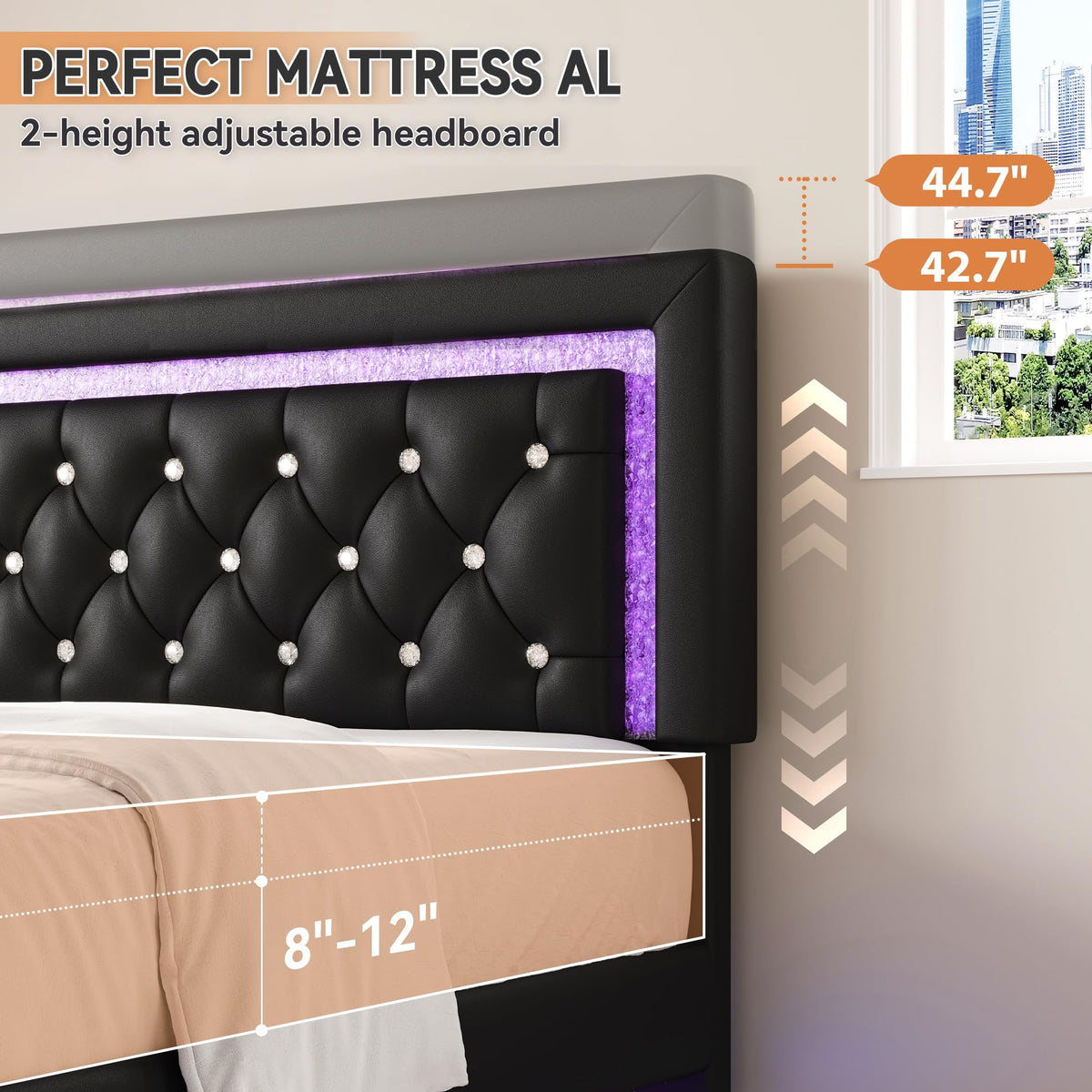 Floating Bed Frame Full with LED Lights P755