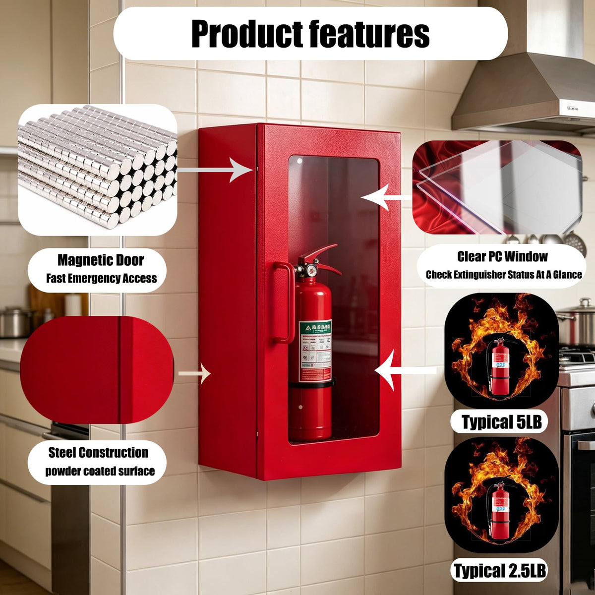 5lb Steel Fire Extinguisher Cabinet T140
