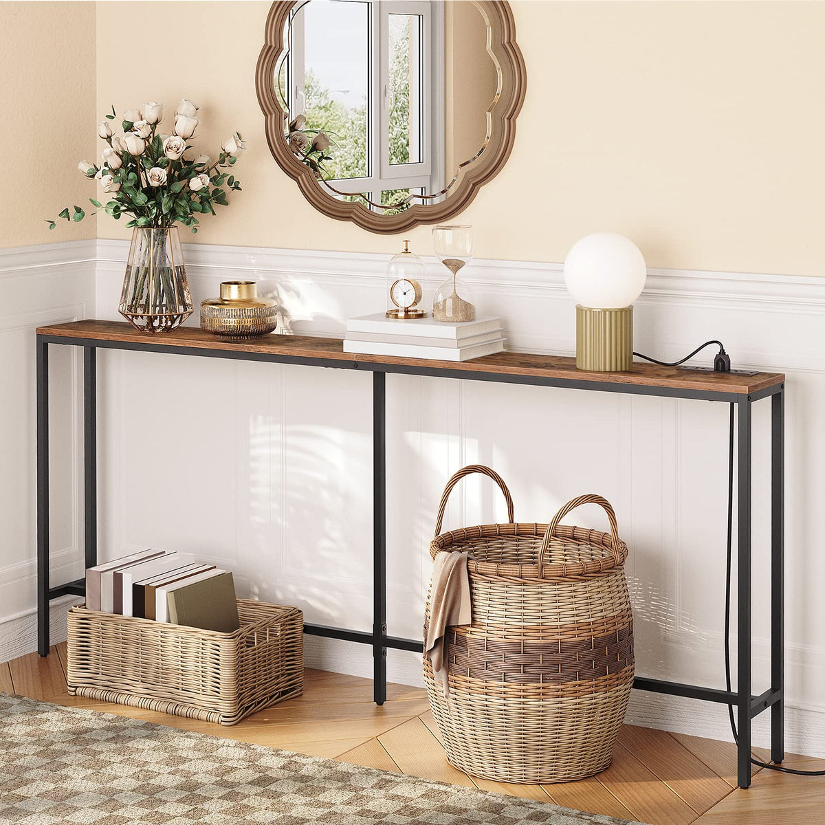 70.9" Narrow Console Table with Power Outlet E8163
