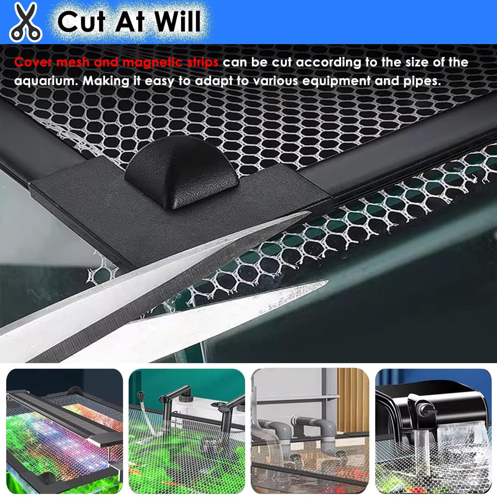 Fish Tank Top Cover Anti-Jumping Net with Magnetic Edges O1387