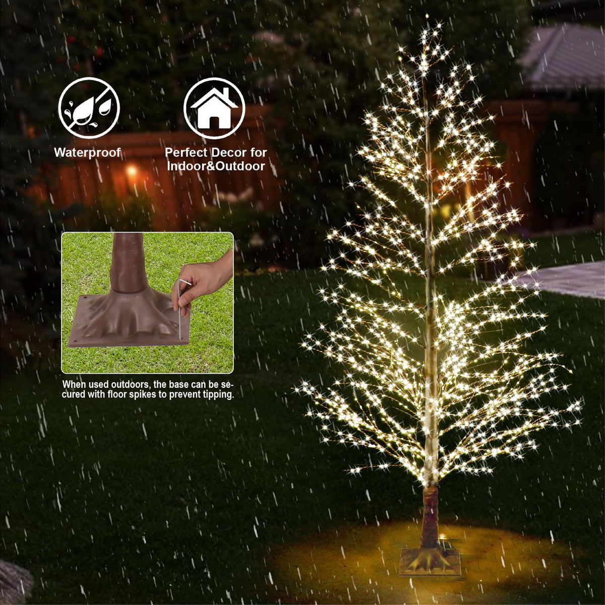 6FT Lighted Birch Tree with 1300 LED Lights Y712771