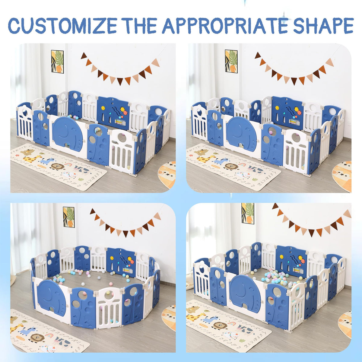 18-Panel Foldable Baby Playpen H475